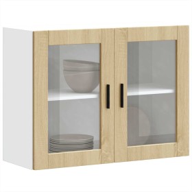 Armario de pared para cocina puerta cristal Porto roble sonoma de , Armarios de cocina - Ref: Foro24-854090, Precio: 90,13 €,...