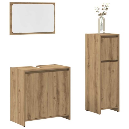 Juego de muebles baño 3 piezas madera ingeniería roble artisan de , Muebles de baño - Ref: Foro24-3328564, Precio: 117,98 €, ...