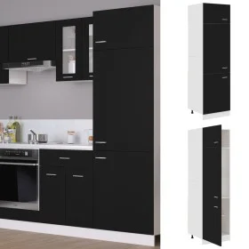 Armario de frigorífico madera contrachapada negro 60x57x207 cm de vidaXL, Armarios de cocina - Ref: Foro24-802539, Precio: 14...