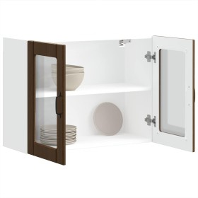 Armario pared cocina puerta de cristal Lucca roble marrón de , Armarios de cocina - Ref: Foro24-853854, Precio: 84,43 €, Desc...