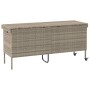 Baúl jardín con ruedas gris claro 160x55x75 cm ratán sintético de , Cajas de almacenaje para exteriores - Ref: Foro24-4103835...
