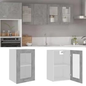 Armario colgante cristal contrachapada gris hormigón 40x31x60cm de vidaXL, Armarios de cocina - Ref: Foro24-802509, Precio: 3...