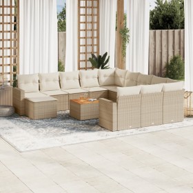 Set sofás de jardín con cojines 13 pzas ratán sintético beige en Conjuntos de jardín | Comprar online en Foru.es