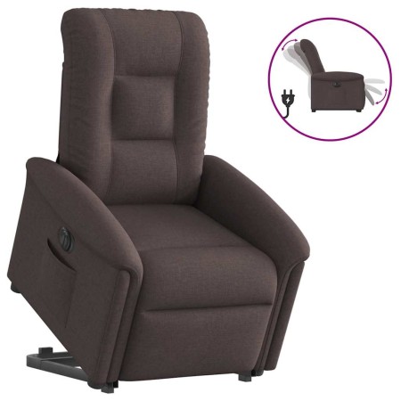 Sillón eléctrico reclinable elevable de tela marrón oscuro de , Sillones - Ref: Foro24-3303279, Precio: 295,20 €, Descuento: %