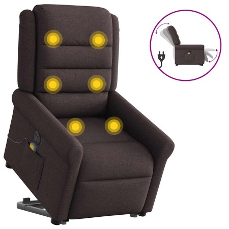 Sillón masaje eléctrico reclinable elevable tela marrón oscuro de , Sillones - Ref: Foro24-3303349, Precio: 325,94 €, Descuen...