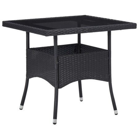 Mesa de comedor para jardín ratán sintético y vidrio negro de vidaXL, Mesas de jardín - Ref: Foro24-46177, Precio: 129,95 €, ...