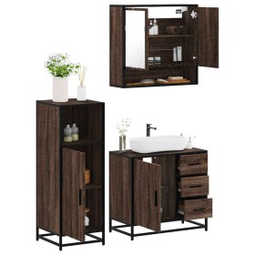 Set de muebles baño 3 pzas madera contrachapada roble marrón de , Muebles de baño - Ref: Foro24-3300989, Precio: 240,14 €, De...