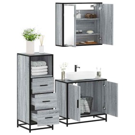 Set de muebles de baño 3 pzas madera contrachapada gris sonoma de , Muebles de baño - Ref: Foro24-3301008, Precio: 231,81 €, ...