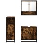 Set de muebles baño 3 pzas madera contrachapada roble ahumado de , Muebles de baño - Ref: Foro24-3300977, Precio: 199,93 €, D...