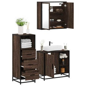 Set de muebles baño 3 pzas madera contrachapada roble marrón de , Muebles de baño - Ref: Foro24-3301029, Precio: 228,02 €, De...