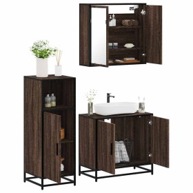 Set de muebles baño 3 pzas madera contrachapada roble marrón de , Muebles de baño - Ref: Foro24-3300949, Precio: 196,76 €, De...