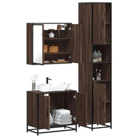 Set de muebles baño 3 pzas madera contrachapada roble marrón de , Muebles de baño - Ref: Foro24-3301069, Precio: 247,57 €, De...