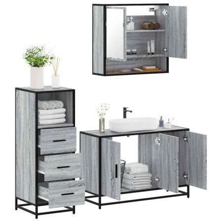 Set de muebles de baño 3 pzas madera contrachapada gris sonoma de , Muebles de baño - Ref: Foro24-3301043, Precio: 253,39 €, ...