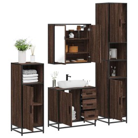 Set de muebles baño 4 pzas madera contrachapada roble marrón de , Muebles de baño - Ref: Foro24-3301199, Precio: 399,51 €, De...