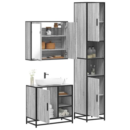 Set de muebles de baño 3 pzas madera contrachapada gris sonoma de , Muebles de baño - Ref: Foro24-3301088, Precio: 303,65 €, ...