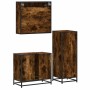 Set de muebles baño 3 pzas madera contrachapada roble ahumado de , Muebles de baño - Ref: Foro24-3301057, Precio: 236,75 €, D...