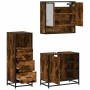 Set de muebles baño 3 pzas madera contrachapada roble ahumado de , Muebles de baño - Ref: Foro24-3301057, Precio: 236,75 €, D...