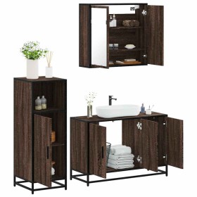 Set de muebles baño 3 pzas madera contrachapada roble marrón de , Muebles de baño - Ref: Foro24-3300954, Precio: 222,85 €, De...