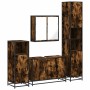 Set de muebles baño 4 pzas madera contrachapada roble ahumado de , Muebles de baño - Ref: Foro24-3301192, Precio: 422,44 €, D...
