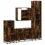 Set de muebles baño 4 pzas madera contrachapada roble ahumado de , Muebles de baño - Ref: Foro24-3301192, Precio: 422,44 €, D...