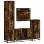 Set de muebles baño 4 pzas madera contrachapada roble ahumado de , Muebles de baño - Ref: Foro24-3301192, Precio: 422,44 €, D...