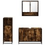Set de muebles baño 3 pzas madera contrachapada roble ahumado de , Muebles de baño - Ref: Foro24-3300982, Precio: 230,78 €, D...