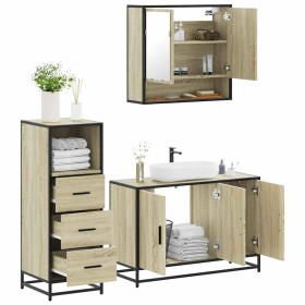 Set de muebles de baño 3 pzas madera contrachapada roble Sonoma de , Muebles de baño - Ref: Foro24-3301041, Precio: 228,82 €,...