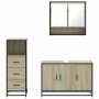 Set de muebles de baño 3 pzas madera contrachapada roble Sonoma de , Muebles de baño - Ref: Foro24-3301041, Precio: 228,82 €,...