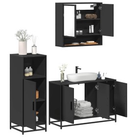 Juego de muebles de baño 3 pzas madera contrachapada negro de , Muebles de baño - Ref: Foro24-3300980, Precio: 241,98 €, Desc...