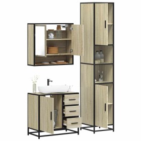 Set de muebles de baño 3 pzas madera contrachapada roble Sonoma de , Muebles de baño - Ref: Foro24-3301106, Precio: 304,69 €,...