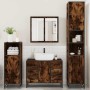Set de muebles baño 4 pzas madera contrachapada roble ahumado de , Muebles de baño - Ref: Foro24-3301202, Precio: 460,21 €, D...