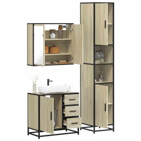 Set de muebles de baño 3 pzas madera contrachapada roble Sonoma de , Muebles de baño - Ref: Foro24-3301076, Precio: 309,05 €,...
