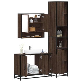 Set de muebles baño 3 pzas madera contrachapada roble marrón de , Muebles de baño - Ref: Foro24-3301104, Precio: 284,07 €, De...