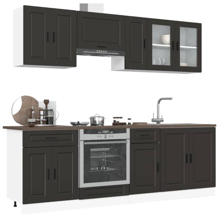 Mueble de cocina Kalmar negra 8 piezas madera contrachapada de , Armarios de cocina - Ref: Foro24-3314842, Precio: 622,82 €, ...