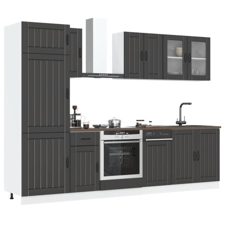 Mueble de cocina Kalmar negra 8 piezas madera contrachapada de , Armarios de cocina - Ref: Foro24-3314802, Precio: 631,08 €, ...