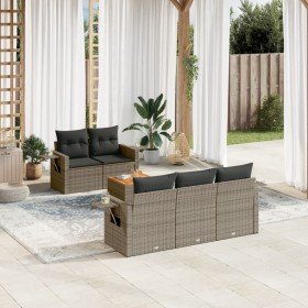 Set de muebles de jardín 6 pzas y cojines ratán sintético gris en Conjuntos de jardín | Comprar online en Foru.es