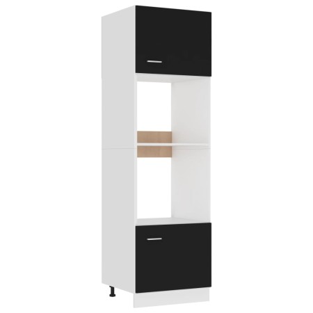 Armario de microondas madera contrachapada negro 60x57x207 cm de vidaXL, Armarios de cocina - Ref: Foro24-802547, Precio: 192...