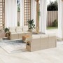 Set sofás de jardín 7 piezas y cojines ratán sintético beige en Conjuntos de jardín | Comprar online en Foru.es