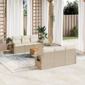 Set sofás de jardín 7 piezas y cojines ratán sintético beige en Conjuntos de jardín | Comprar online en Foru.es
