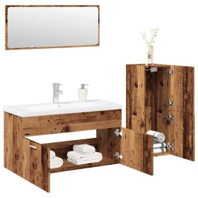 Juego de muebles de baño 4 piezas madera ingeniería envejecida de , Muebles de baño - Ref: Foro24-3328601, Precio: 306,34 €, ...