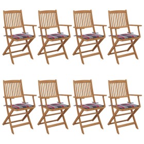 Sillas de jardín plegables 8 uds y cojines madera maciza acacia de , Sillas de jardín - Ref: Foro24-3074980, Precio: 458,46 €...