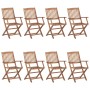 Sillas de jardín plegables 8 uds y cojines madera maciza acacia de , Sillas de jardín - Ref: Foro24-3074980, Precio: 458,46 €...