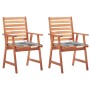 Sillas comedor de jardín 2 uds madera maciza acacia y cojines de , Sillas de jardín - Ref: Foro24-3064334, Precio: 160,29 €, ...