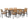 Juego de comedor de jardín 9 pzas madera maciza acacia y metal de , Conjuntos de jardín - Ref: Foro24-3155413, Precio: 973,90...