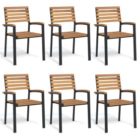 Sillas de jardín apilables 6 uds madera maciza acacia y metal de , Sillas de jardín - Ref: Foro24-3155426, Precio: 529,59 €, ...