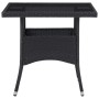 Mesa de comedor para jardín ratán sintético y vidrio negro de vidaXL, Mesas de jardín - Ref: Foro24-46177, Precio: 129,95 €, ...