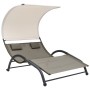 Tumbona doble con toldo textilene taupe de , Tumbonas - Ref: Foro24-310545, Precio: 255,27 €, Descuento: %
