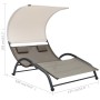 Tumbona doble con toldo textilene taupe de , Tumbonas - Ref: Foro24-310545, Precio: 255,27 €, Descuento: %