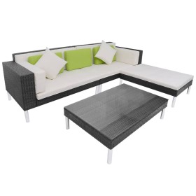 Set de muebles de jardín 4 pzas y cojines ratán sintético negro de , Conjuntos de jardín - Ref: Foro24-42944, Precio: 533,36 ...