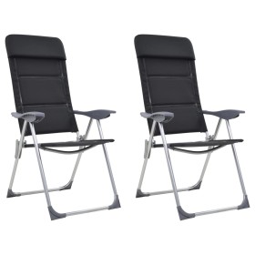 Sillas de camping de aluminio 2 unidades negras 58x69x111 cm de , Mobiliario de camping - Ref: Foro24-44313, Precio: 144,74 €...